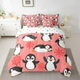 thumbnail image 2 of Manfei Cute Cartoon Penguin Twin Bedding Sets 7pcs, Kawaii Animal Bedding Comforter Set, Pink Snowflakes Sheet Sets, Super Cozy Room Decor, 2 of 8