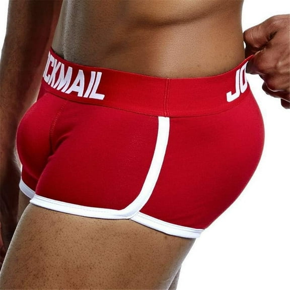 JOCKMAIL Mens Underwear Boxer Briefs Sexy Bulge Front   Back buttocks Double Removable Push Up Cup