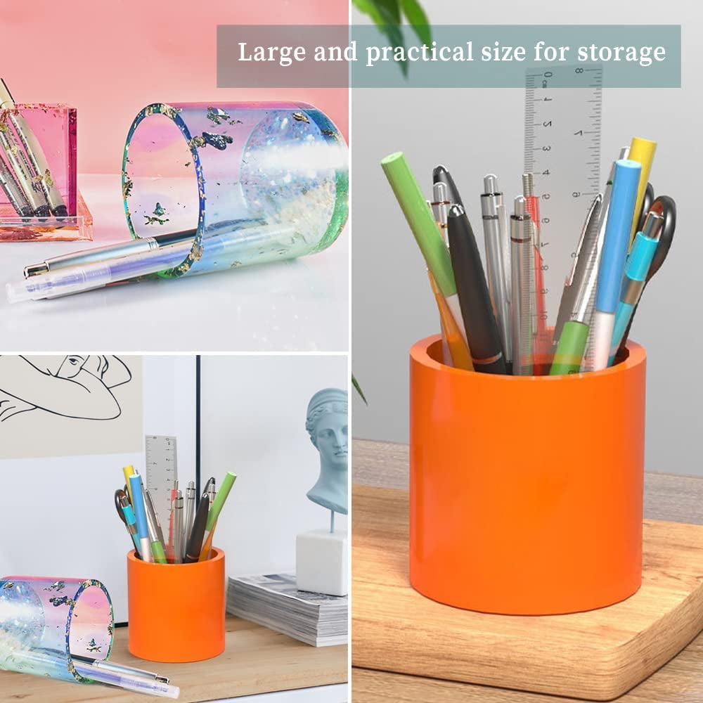 ABCISI 2PCS Large Resin Molds Silicone, Concrete Planter Mold, 2.95" Project Inner Diameter, Cylinder Organizer Container Jar Succulent Flower Pot Plaster Clay Craft Making Kit Resin Supplies