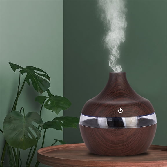 Portable Aroma Oil Diffuser LED Aromatherapy Humidifier 7 Colors Night Light USB Mini for Bedroom Office Home Spa Stress Relief(Brown)