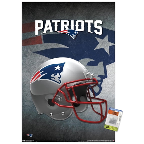 NFL New England Patriots - Helmet 16 Wall Poster with Push Pins, 22.37" x 34"