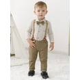 thumbnail image 4 of CARETOO Baby Boy Clothes Suit Romper Shirt Beret Hat Suspender Pants Bowtie Outfit Wedding Set 0-18M, 4 of 17