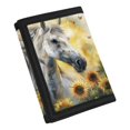 thumbnail image 2 of FUIALDOLG Kids Trifold Wallet White Horse Butterfly Art Compact Trifold Card Wallet for Outdoor, Polyester Foldable Youth Wallet, 2 of 6