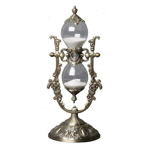 Vintage 15/30 Minute Rotatable Sand Timer - Embossed White Sand Metal Glass Hourglass for Home & Office Decoration, Perfect Wedding Gift