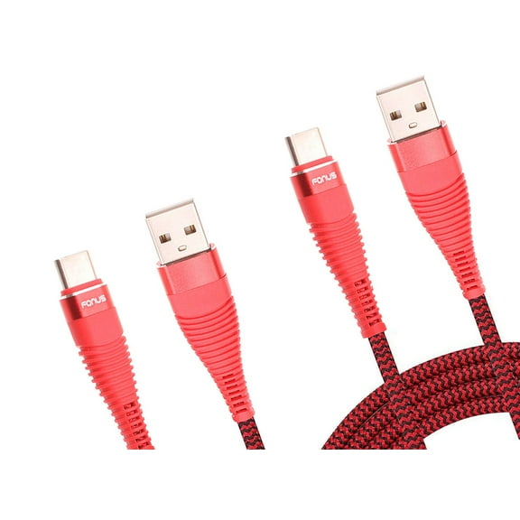6ft and 10ft Long USB-C Cables for Samsung Galaxy Z Flip5/Flip4/Flip 3 5G - Fast Charge TYPE-C Cord Power Wire Data Sync Red Braided High Speed for Galaxy Z Flip5/Flip4/Flip 3 5G