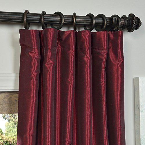 100% Dupioni Silk Drapes Burgundy Red 50X96 curtains 2 Panels NEW! 