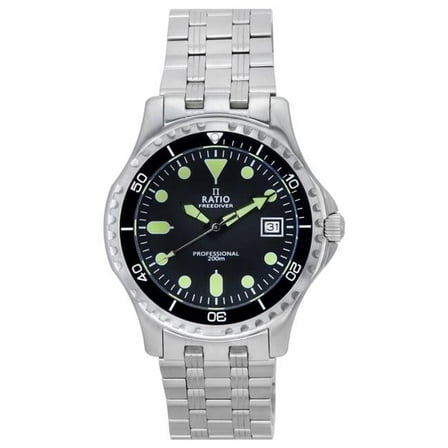 FreeDiver Professional Sapphire Dial Quartz 200M Mens Watch, White & Black