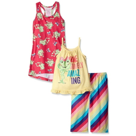Kids Sleepwear - Komar Kids Girls' 3 Piece Sleepwear Set Froggy Gown with Pant Set, Pink, Size: Small