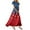 Deep Red, variant on Women's 4th of July Patriotic Dress, Women Loose Fit V-Neck Short Sleeve Dress, Sexy Independence Day American Flag Printed Maxi Dress,Deep Red L