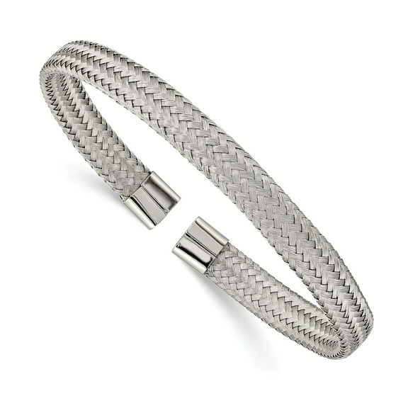 Primal Steel Stainless Steel Polished 6.00mm Mesh Wire Cuff Bangle