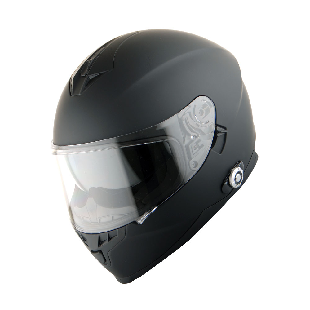 Martian Motorcycle Bluetooth Helmet Full Face Dual Visor Bluetooth Headset: HM_BFULLFACE Matt Black + Premium Leather Gloves