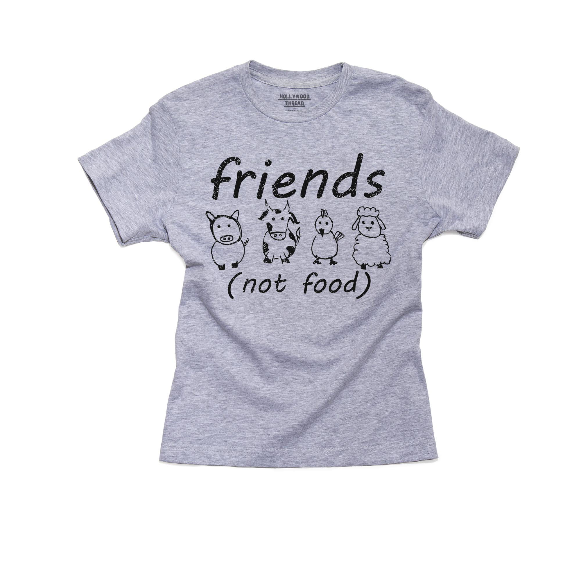 trekant oplukker Perth Friends (Not Food) - Cute Vegetarian Vegan Love Graphic Girl's Cotton Youth  Grey T-Shirt - Walmart.com