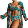 thumbnail image 2 of Leesechin Kimonos for Women Cardigan Long-sleeved Cover-up Split Three-piece Printed Lightweight Swimsuit, 2 of 5