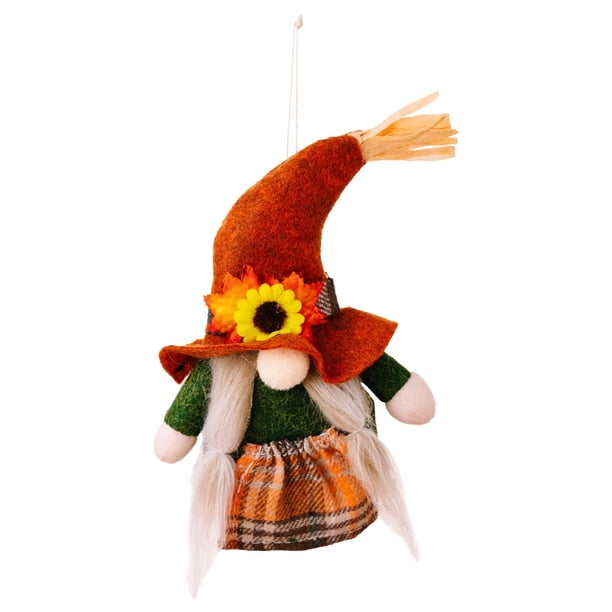 Adornos colgantes, regalos de decoración, decoración colgante, colgante de muñeco de hoja de arce a cuadros, enano anciano, pequeño colgante, festival de Acción de Gracias, enano anciano de poliéster