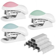 Rumbeast 3 Pcs Mini Staplers with 400 Standard 26/6 Staples, 2-24 Sheet Capacity, Includes Built-in Staple Remover, Effortless Small Desktop Staplers for Student, Office Use