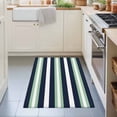 thumbnail image 3 of Entryway Rug 2'x3', Green Navy Blue Striped Kitchen Runner Rugs Non-Slip Carpet Mats, Chic Abstract Lines Geometric Bedside Rugs Runners Washable Floor Carpet for Bathroom Laundry Room, 3 of 8