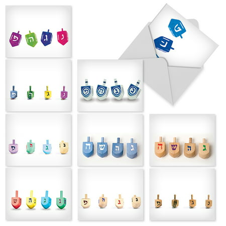M5008 GREAT DREIDELS' 10 Assorted Hanukkah Greeting Cards Feature the Traditional Jewish Tops with Envelopes by The Best Card (Top 10 Best Companies To Work For In America)