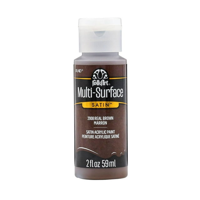 FolkArt Multi-Surface Satin Acrylic Paint, 2 fl. oz., Real Brown