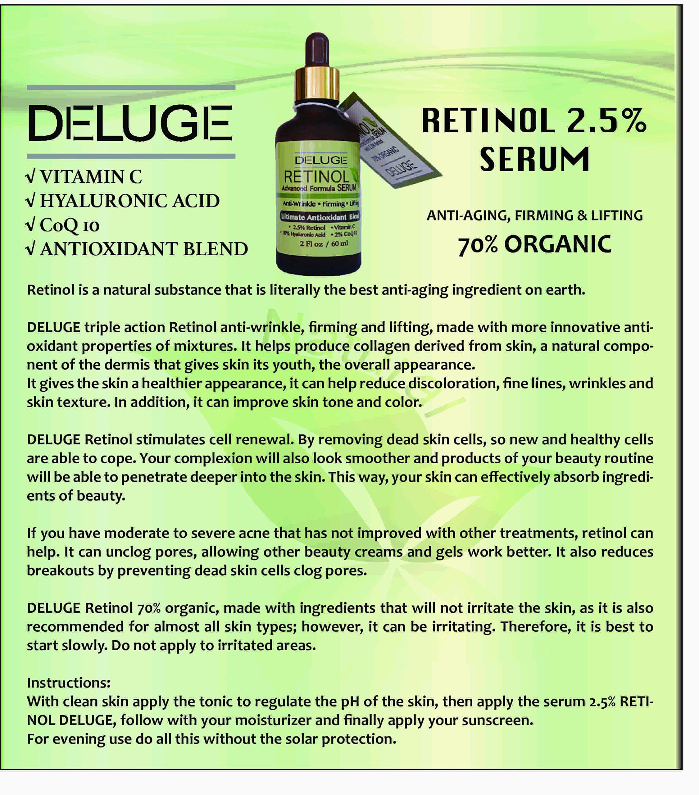 Deluge Rational Face serum with vitamin C, Hyaluronic Acid & CoQ10 – Anti-Aging & Anti-Wrinkles Advanced formula (2 FL oz)