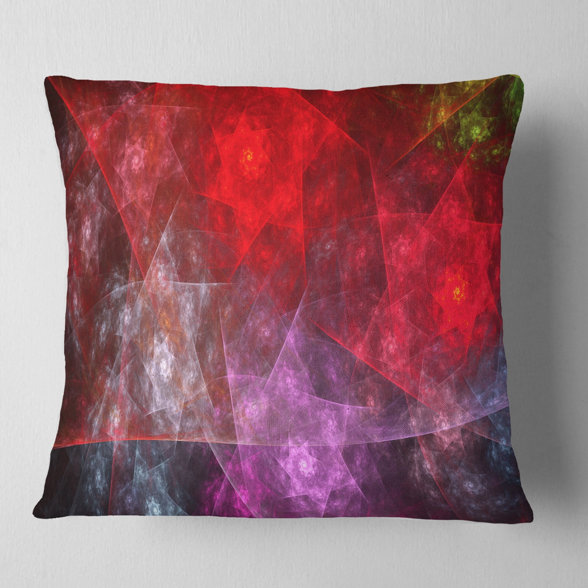 Designart Red Purple Symphony of Gems - Abstract Throw Pillow - 18x18