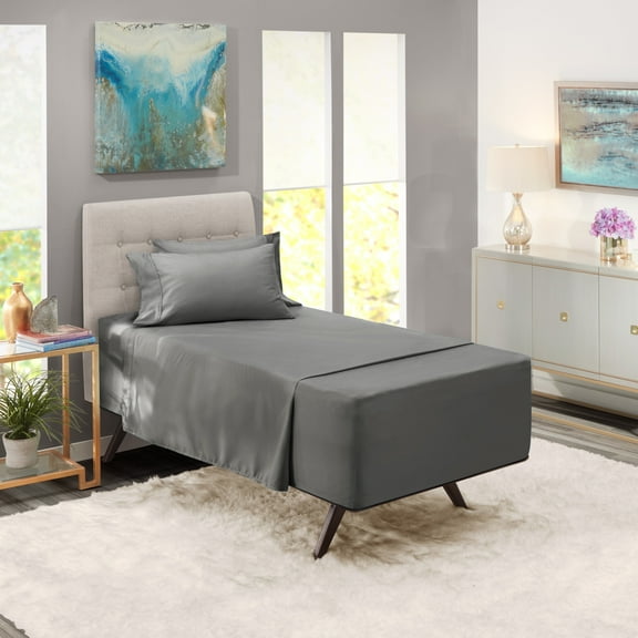 Nestl Extra Deep Pocket Twin Sheets - 4 Piece Soft Microfiber Bed Sheets Set Fits 18"-24" Mattresses, Dark Gray