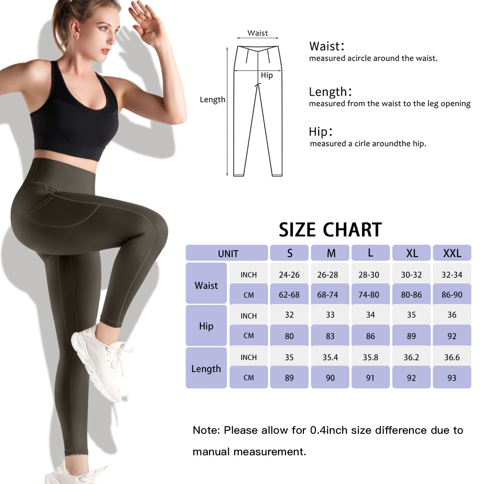 Comvin Women's Leggings High Waisted Yoga Pants with Pocket, Soft