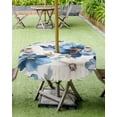 thumbnail image 4 of Fsddascl Botanicals Flower Outdoor Tablecloth - 60 Inch Round Dining Table Cover, Watercolor Blue Plant Eucalyptus Waterproof Outdoor Table Cloth with Umbrella Hole & Zipper for Picnic/Patio/Party, 4 of 7