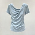 thumbnail image 4 of LEKWK Summer Tops for Women Cowl Neck Short Sleeve Dressy Shirts Lightweight Loose Fit Solid Soft T-Shirt Fashion Casual Vacation Travel Outfits, 4 of 4