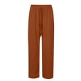 thumbnail image 6 of Edvintorg Wide Leg Pants Women 2025 Trendy Women's Summer Casual Pants High Waist Solid Color Comfortable Button Decoration Pants with Drawstrings Wine XXXL, 6 of 7