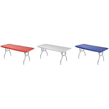 

Rectangular Fitted Plastic Table Covers 8 X 30 (8 Feet) Red White Blue