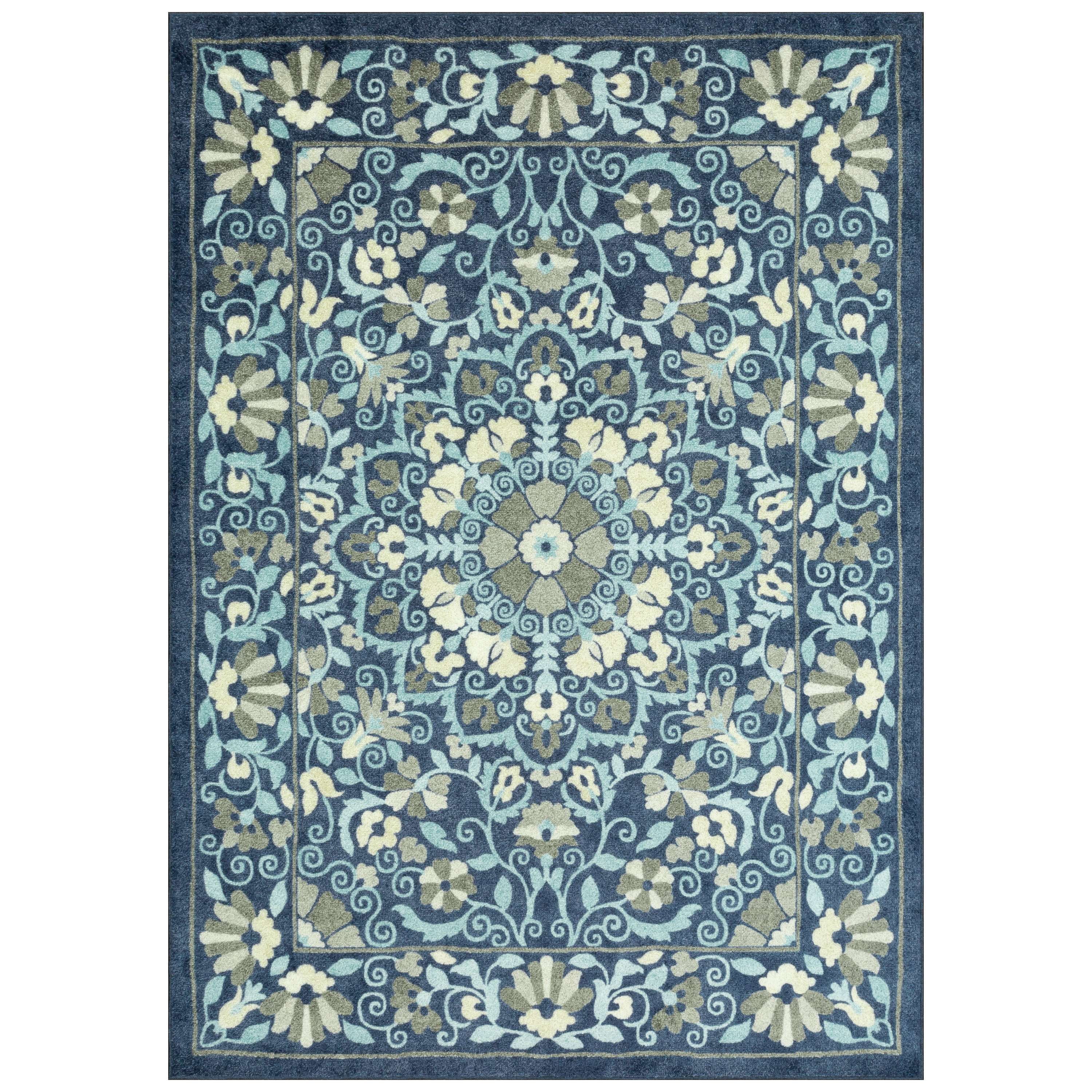 (2 pack) Mainstays Bright Persian Medallion Blue Multicolor Indoor Area Rug, 7' x 10'