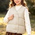 thumbnail image 4 of Samdudou Girls Puffer Vests V Neck Sleeveless Jackets Fall Winter Warm Outerwear Kids Lightweight Quilted Padded Gilet Button Down Clothes Casual Everyday Layering Tops Size 6M-8 Years, 4 of 9