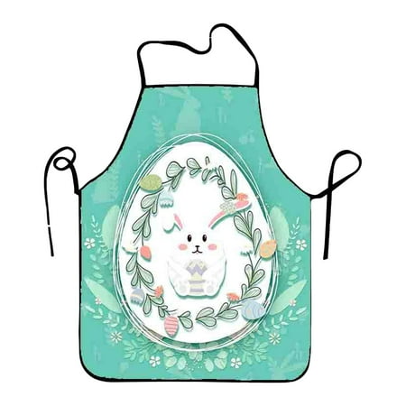 

Easter Cartoon Rabbit Eggs Easter Polyester Fine Grain Sleeveless Apron Home Smock Multi Function Apron