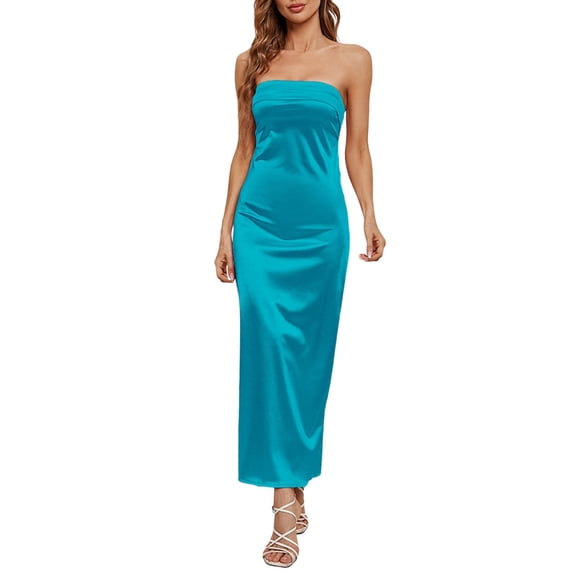 OSOLU Solid Color Women Summer Satin Backless Maxi Dress Elegant Midi Dresses Wedding Guest Birthday Sundress Dresses For Women 2025 Elegant Classy