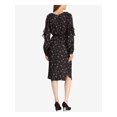 thumbnail image 2 of RALPH LAUREN Womens Black Ruffled Sheer Floral Long Sleeve Crew Neck Below The Knee Sheath Dress 10, 2 of 4