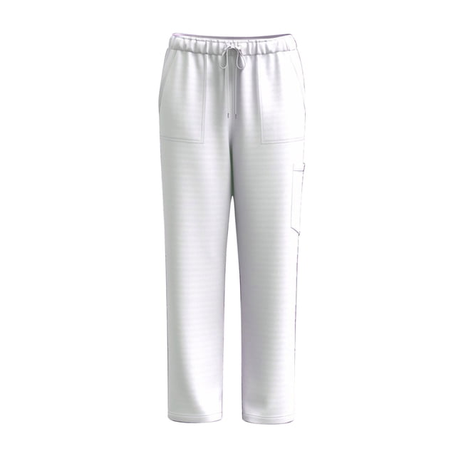 LOVZFMLL Women's Pants, Solid Color Elastic Drawstring Waist Long Pants Quick-Dry Work Uniform Pants White, XL