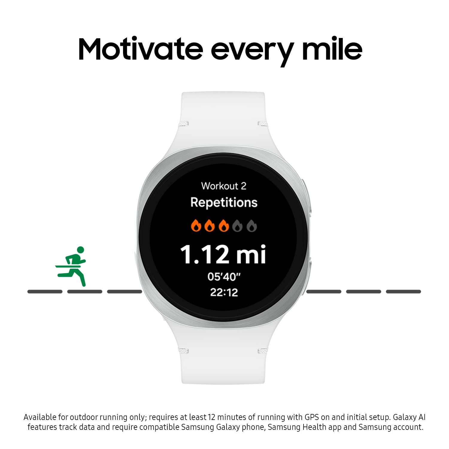 Open Box Samsung Galaxy Watch8 44mm Bluetooth Smart Watch, Silver, White Band