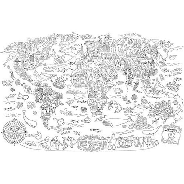 FFIY Super Peintre Géant Coloriage Affiche de Doodle Surdimensionné Carte du  Monde Thème Scène Dessin Doodle Mur Post Mandala Doodle Art pour les Enfants  Créatif Dessin Cadeau Éducatif pour les Enfants Garçon