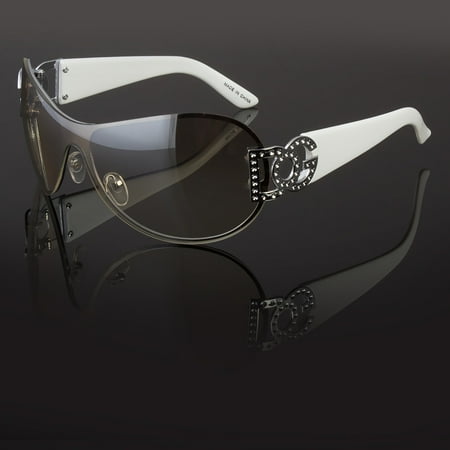 - DG Eyewear Womens Large Oversized Shield Wrap Sunglasses Designer Fashion Shades