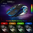 thumbnail image 4 of XINMENG Wireless Gaming Keyboard and Mouse, Rainbow Backlit Rechargeable Keyboard Mouse 3800mAh Battery Metal Panel, Removable Hand Rest Mechanical Feel Gaming Mute Mouse for PC PS4 PS5 Xbox Gamers, 4 of 11