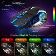 لوحة مفاتيح وماوس للألعاب اللاسلكية من XINMENG ، لوحة مفاتيح قابلة للشحن من Rainbow Backlit 3800mAh لوحة معدنية للبطارية ، ماوس مكتم يدوي قابل للإزالة من الألعاب ، ماوس مكتم للكمبيوتر الشخصي PS4 PS5 Xbox