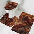 thumbnail image 3 of Brown Marble Bath Mat 3 Piece Bathroom Rug Set, Ombre Abstract Striped Mottled Aesthetic Non Slip Bath Rug Contour Mat and Toilet Lid Cover, Absorbent Shower Mats Soft Bath Rugs and Mats Sets, 3 of 8