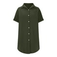 thumbnail image 6 of Summer Clearance Ofreoo Women's and Women's Plus Summer Button Up Shirt Skirt With A Collar Made Of Cotton and Linen Mini Dress Shirt Dress, 6 of 8