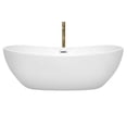 thumbnail image 2 of Rebecca 70 Inch Freestanding Bathtub in White with Polished Chrome Trim and Floor Mounted Faucet in Brushed Gold, 2 of 5