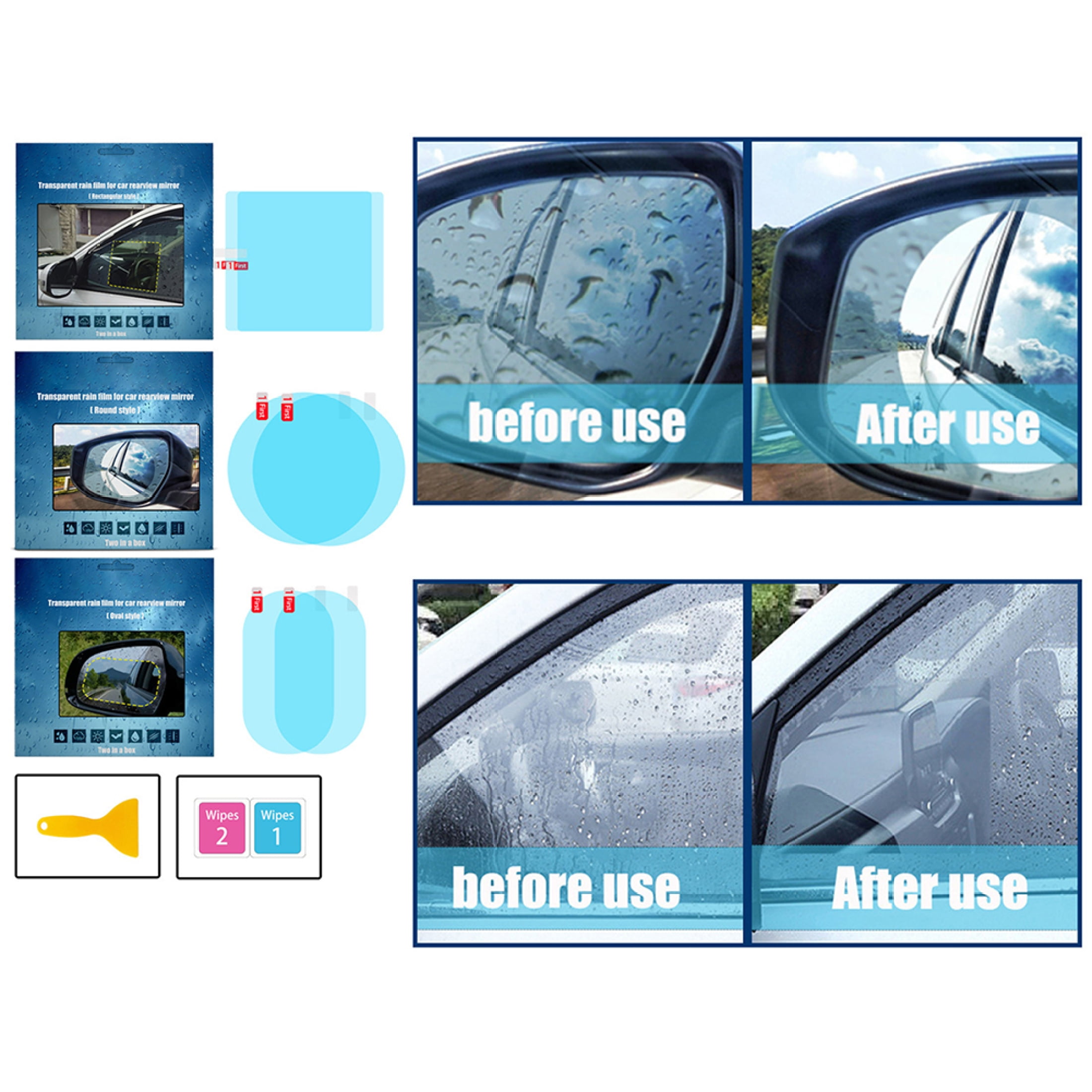 2pcs 95x135 étanche Rétroviseur voiture autocollant, Rainproof Membrane en  ellipse - Chine Film Rainproof, HD Rainproof Membrane