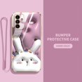 thumbnail image 1 of Funda Linda Samsung Galaxy M54 M14 A54 A24 A14 4G 5G Dibujos Animados Little White Rabbit Con Cuerda De Silicona De Lujo Galvanizada De Alta Calidad Agujero Fino Para Teléfono, 1 of 4