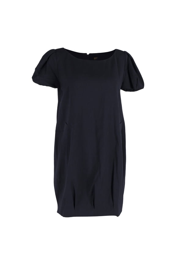 Pre-Owned Alexander McQueen Puff Sleeve Dress w/ Pockets in Navy Blue Polyester