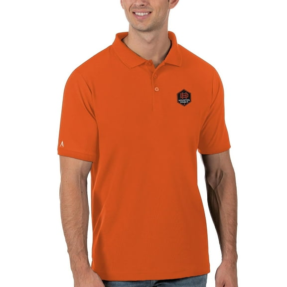 Men's Antigua Orange Houston Dynamo Logo Legacy Pique Polo