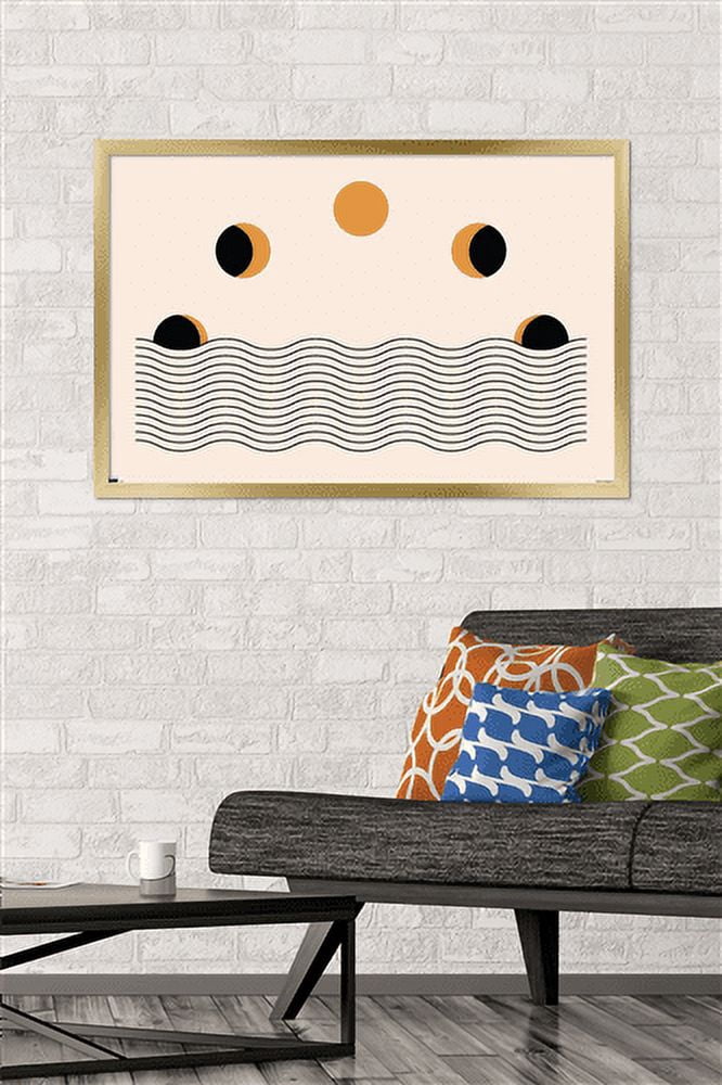 Abstract Moon Phases Wall Poster, 22.375" x 34", Framed