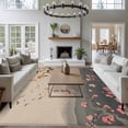thumbnail image 3 of Chinese Ink Painting Area Rugs 8'x10', Washable Small Throw Rugs for Living Room Patio, Pink Peach Blossom Branches Indoor Outdoor Rug Non-Slip Low Pile Carpet Runner Reversible Floor Mats, 3 of 8